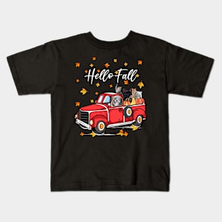 cat hello fall Kids T-Shirt